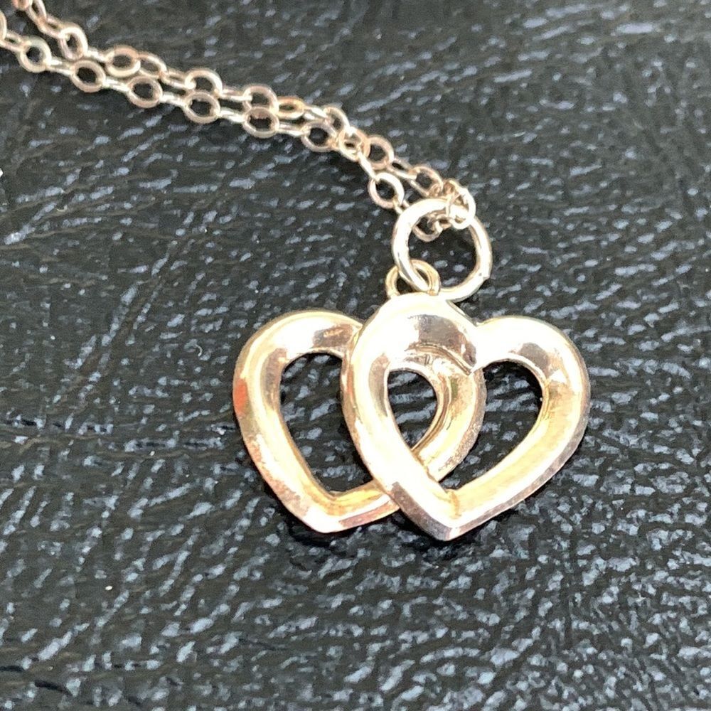 Sterling Silver 925 Double Heart Necklace – Romantic Gift